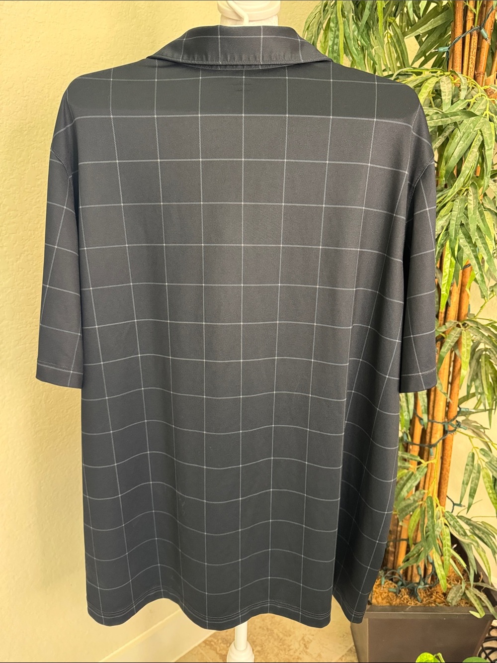 Lands' End Black Polo with White Windowpane Grid, Men's Size XL - Picture 3 of 7